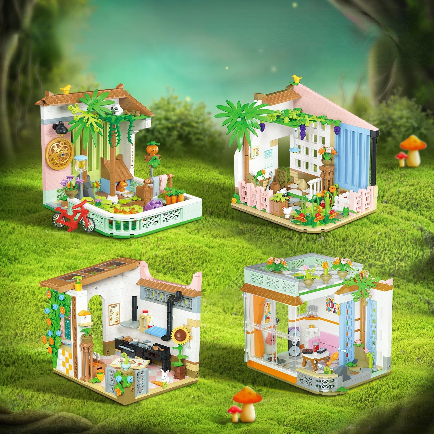 

Weile Creative City Street View Call Town Room Compatible with Small Particle Assembled Educational Toys Action Figure Kids Gift