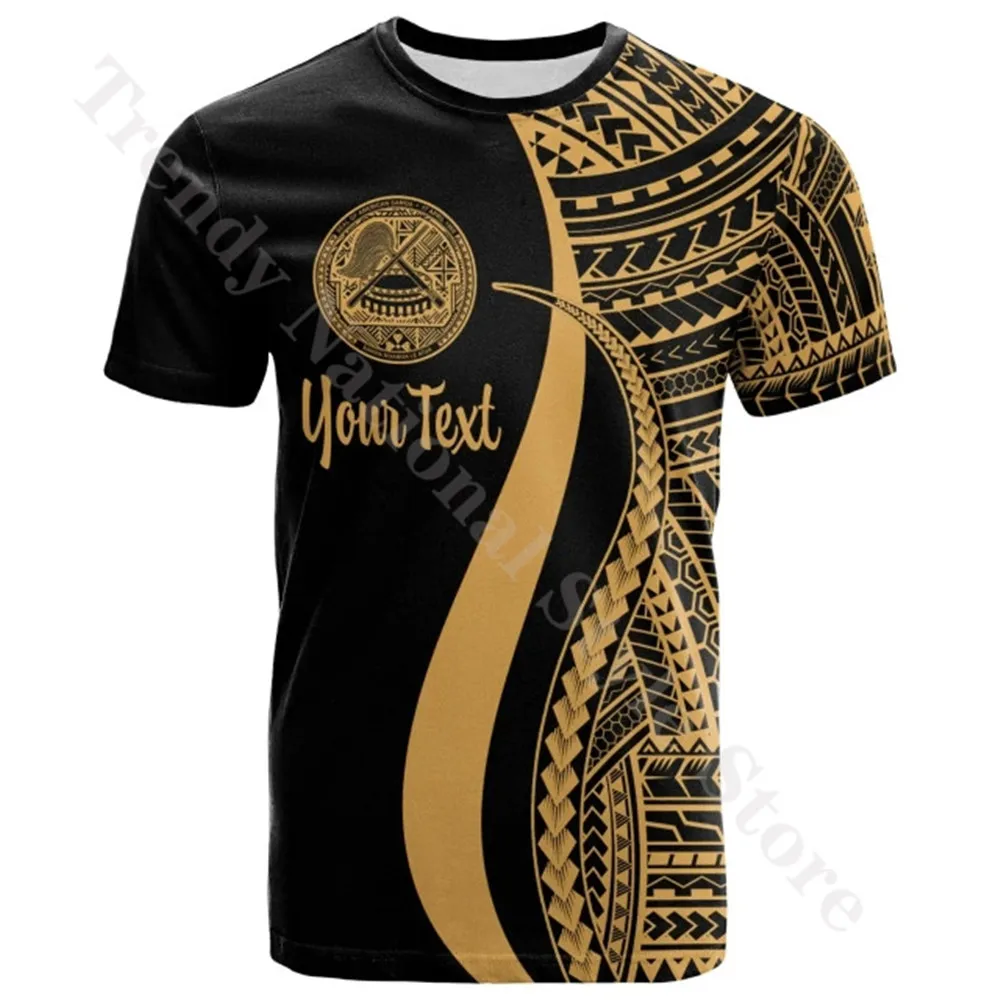 

New Printed Sweatshirt American Samoa Custom Personalized T-Shirt Gold-Polynesian Tentacle Tribal Pattern Men Tops
