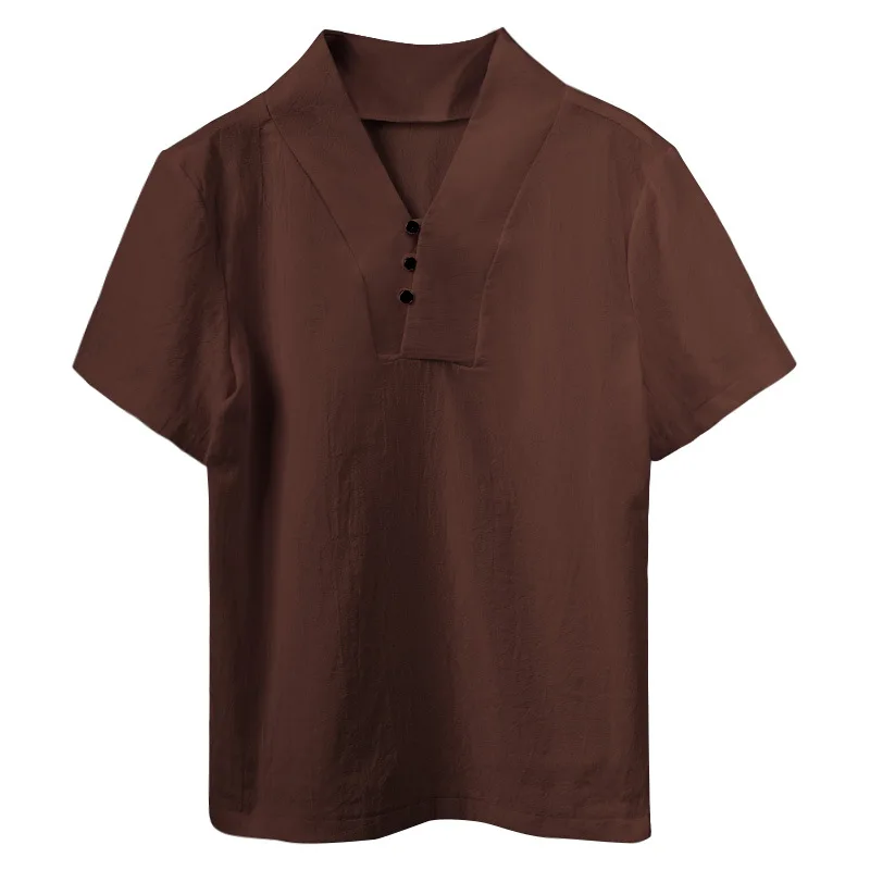 Мужская рубашка с коротким рукавом Новинка лета 2023 пуловер V-образным вырезом