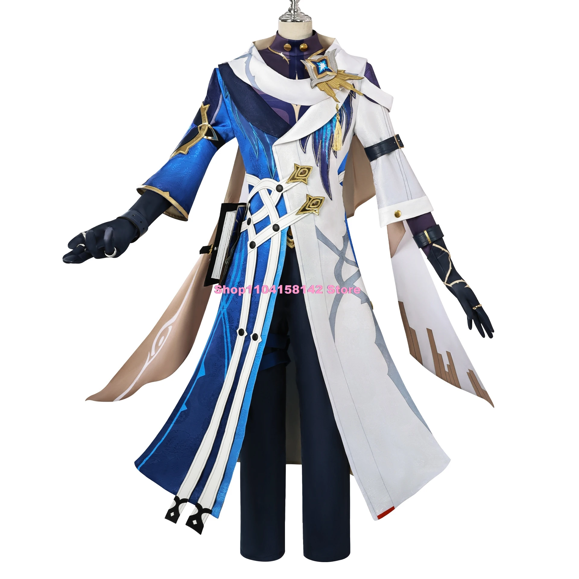 Honkai Star Rail New Skins Sunday Cosplay Costume Wig Uniform Blue White Coat Earrings Shoes Halloween Party Women Men Props