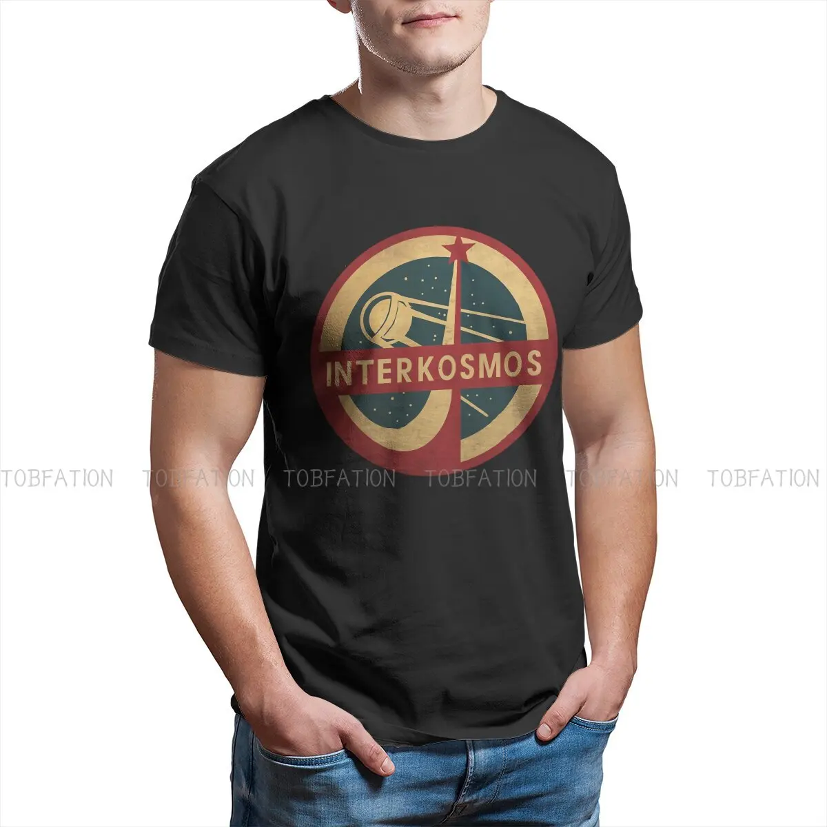 

Russian USSR CCCP Polyester TShirts Vintage Interkosmos Space Program Sputnik Satellite Distinctive Homme T Shirt Funny Tops 6XL