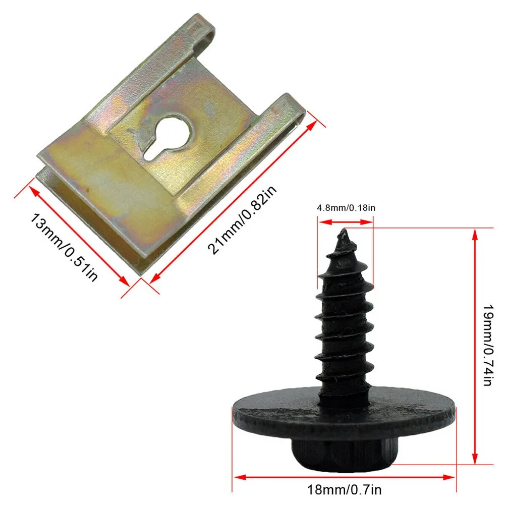 

Fastener Screw Fixing For BMW Hex Head Metal Parts Replacement Screw Clips Set Silver 14mm Socket 20pcs Tapping