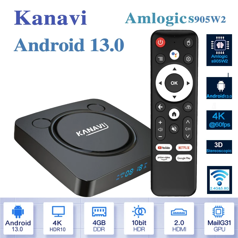 KANAVI Smart TV Box Android 11.0 с поддержкой видео 4K двойной Wi-Fi HDMI-совместимый 2 1 4 ГБ DDR3