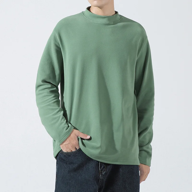 

Мужская зимняя двухсторонняя бархатная футболка с длинным рукавом и высоким воротником