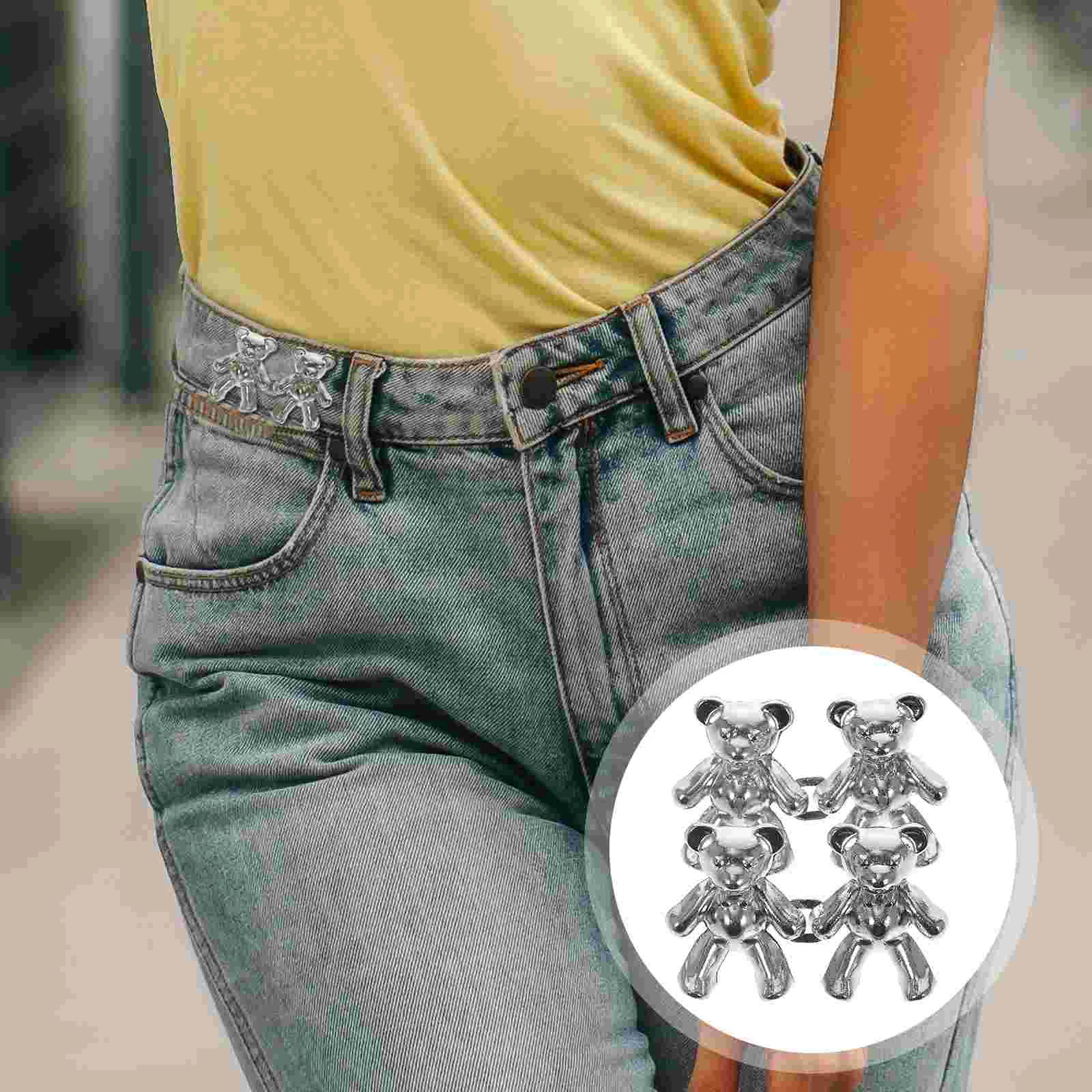 

2 Pairs Detachable Jean Buttons Pants Tightener Jeans Waist Decorative Tightening Upholstery Waistband Extra Make Tighter