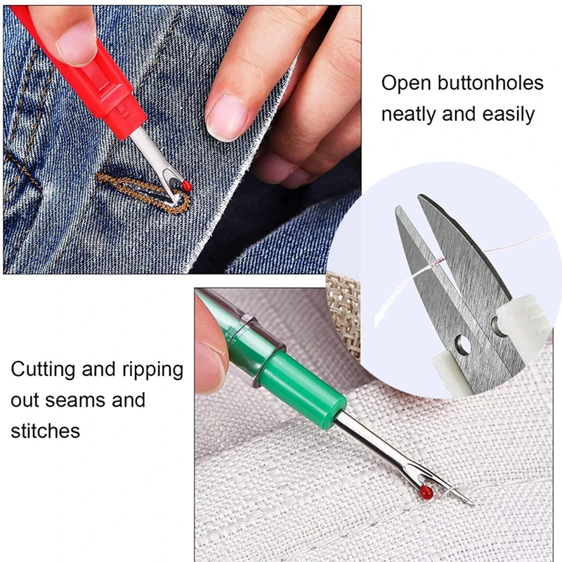 4PCS Seam Ripper Kits Stitch Unpicker Plastic Handle Thread Cutter Scissors for Embroidery Needlework Sewing Supplies - купить по