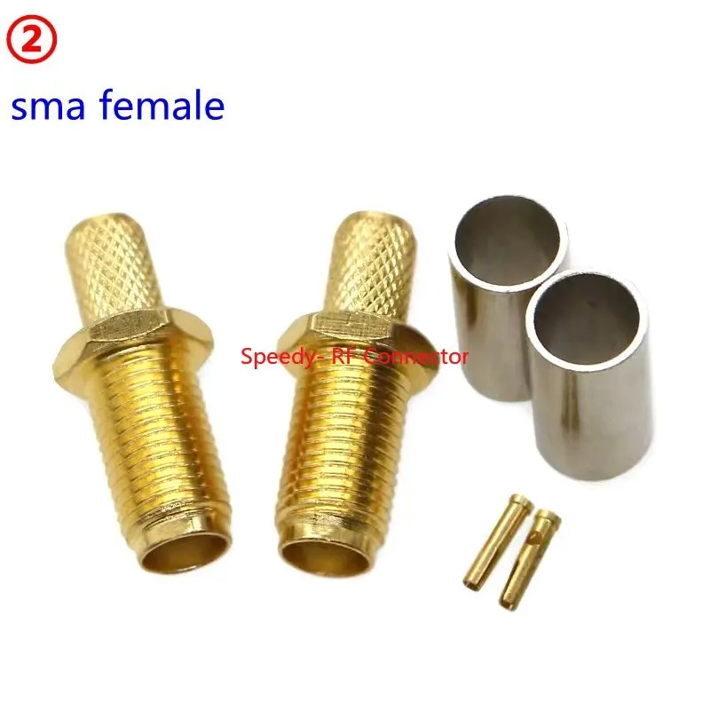 100 шт. SMA штекер мама RPSMA папа SMAJ-3 обжимной разъем для RG58 U LMR195 RG142 RG400 кабель