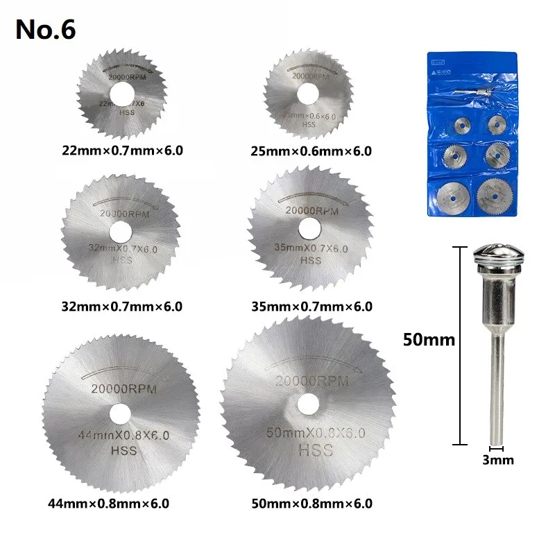 

XCAN набор дисковых пил HSS для Dremel 6/7 шт.