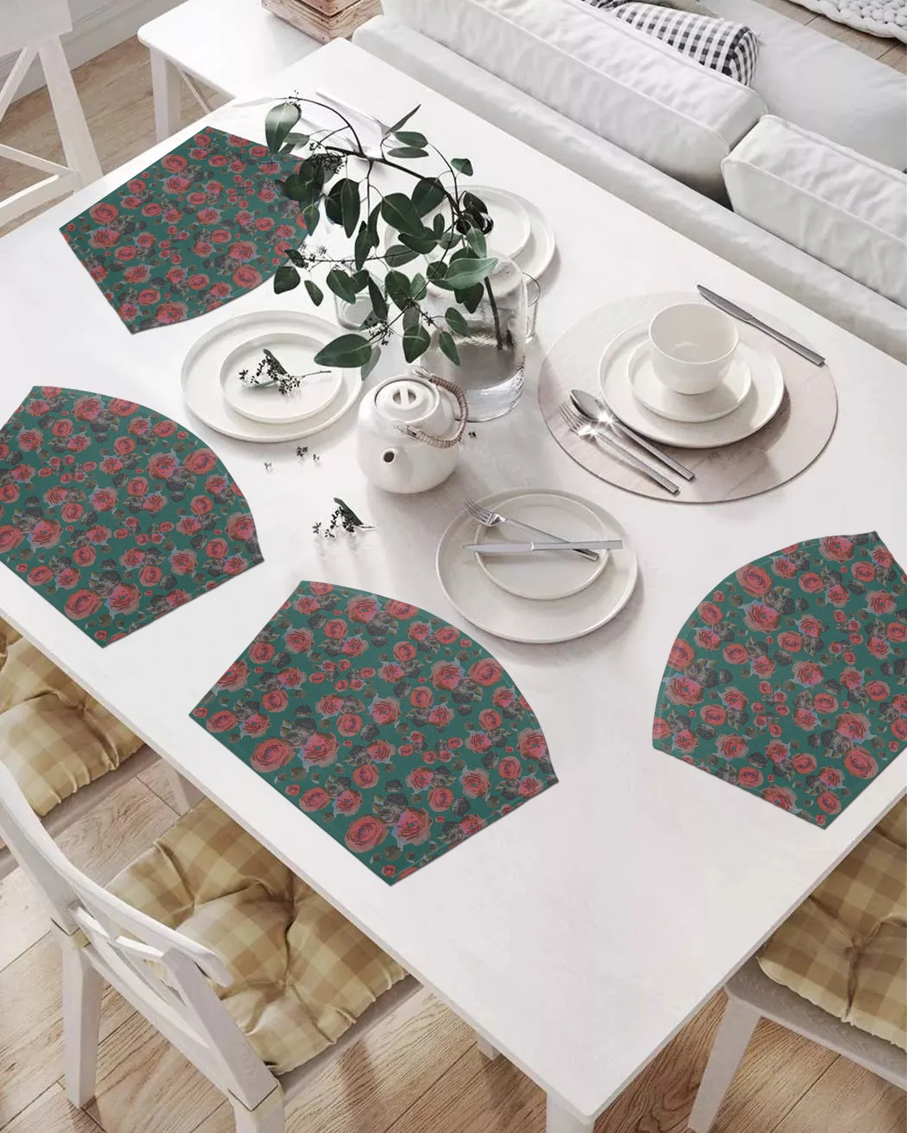 

2/4/6 шт. набор подставок в форме веера винтажные средневековые Цветочные Розы коврики для стола подставка Рождественский домашний декор кух...