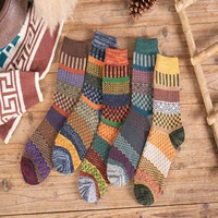 5 pairs winter men socks nordic wool blend cashmere thick warm knitted thermal crew socks outdoor fitness fashion socks