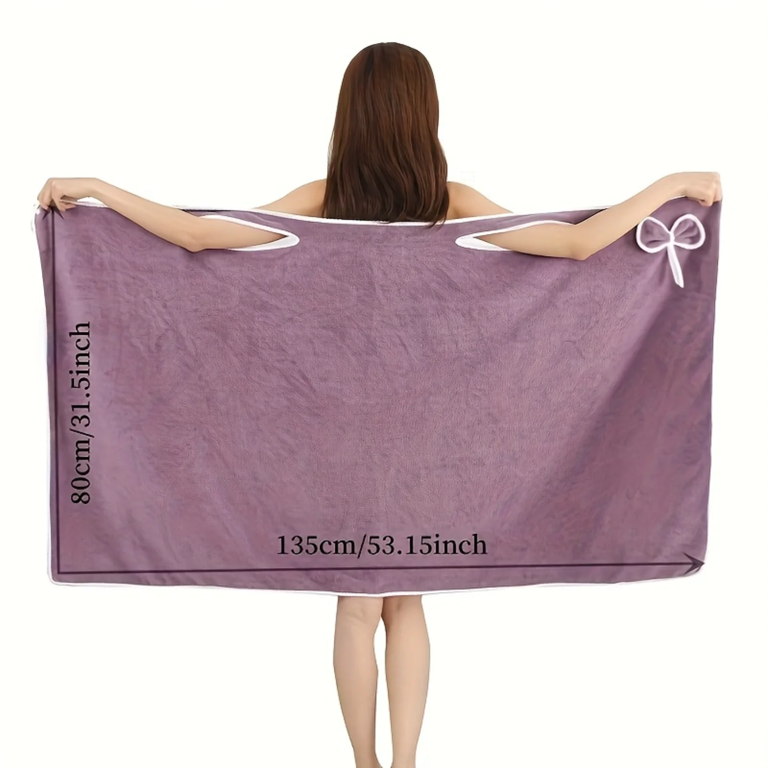 Ultra-Fast Quick Dry Wearable Bath Towel Wrap - Absorbent Soft Microfiber Adjustable Straps Lavender Color