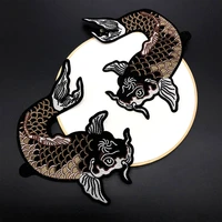 1 pair carp fish patch embroidered iron on patches for clothing diy accessories decoration