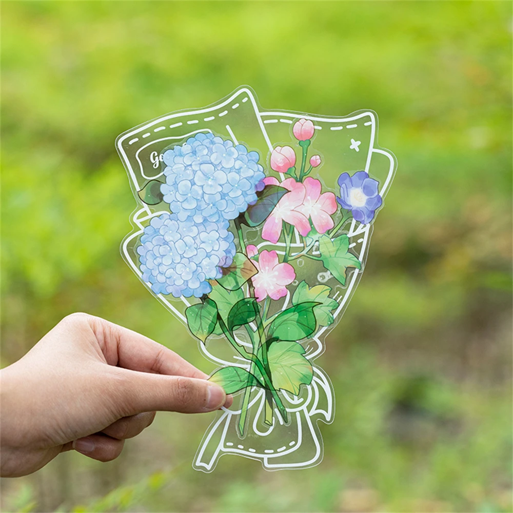 

8pcs Flowers Deco Stickers PET Transparent Decorative Decals DIY Crafts Phone Waterbottle Planner Diary Journal Scrapbooking