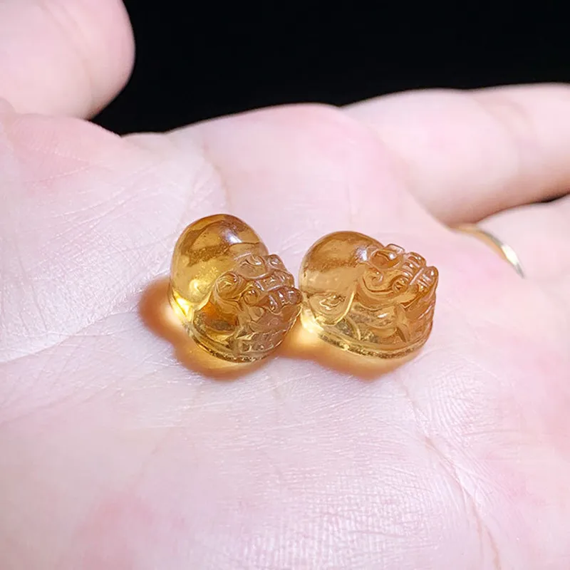 

10PCS Natural Citrine Carved Pixiu Bead Pendant Lucky Amulet Healing Crystal Gem Accessories For DIY Jewelry Making Design