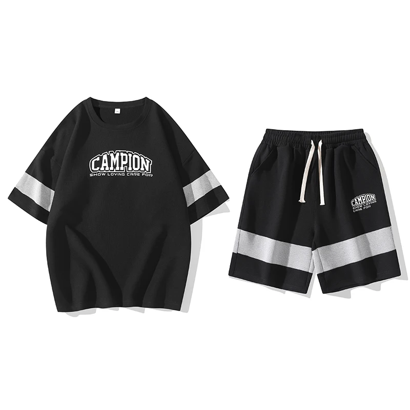2023 New men's summer clothes simple fashion clothing loose casual T-shirt men's shorts 2-piece brand sportswear suit oversized