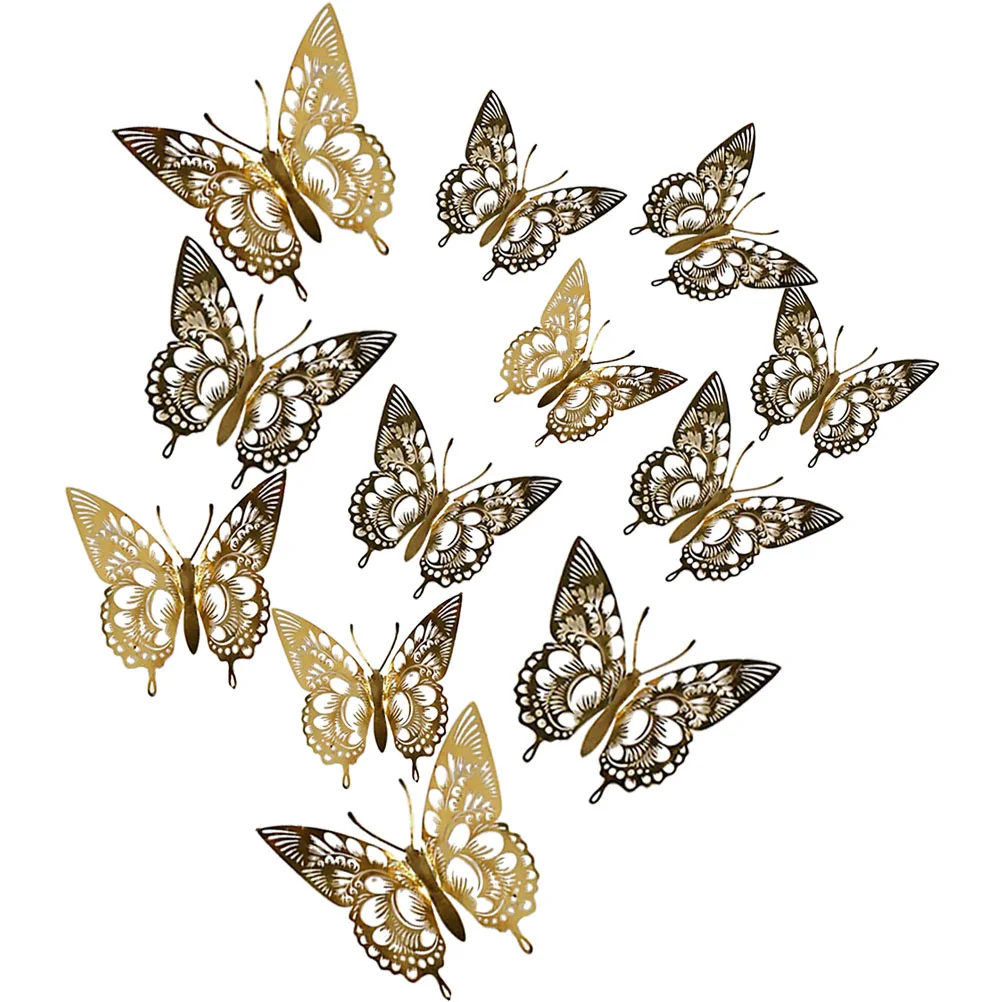 

Wall 3D Decor Butterflies Decorations Stickers Purple Stickerdecal Decals Gold Bedroomparty Hollow Cake Room Out Decoration
