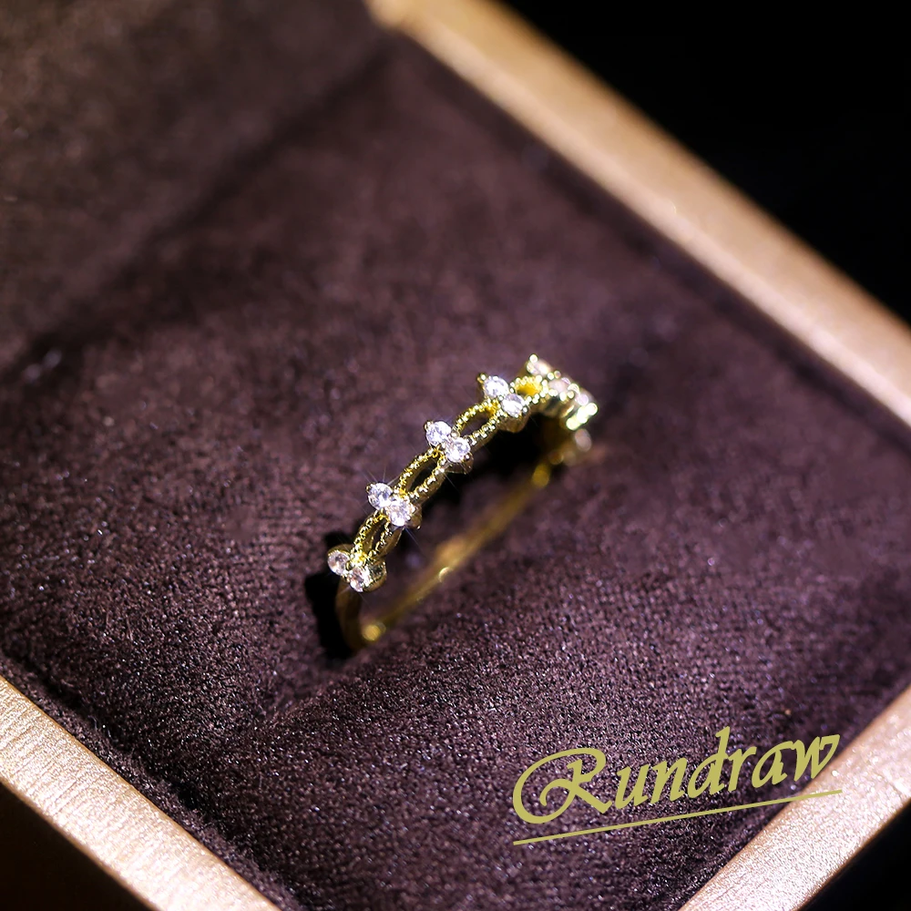 

Rundraw Fashion Crystal Rattan Thin Ring For Women Bride Wedding Engagement Jewelry Female Vintage Gold Ring Party Gif