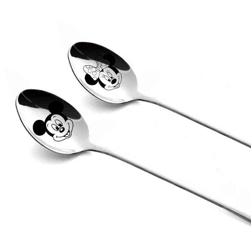 

2023 Disney Anime Mickey Mouse Spoon Kawaii Minnie Stainless Steel Ladle Cartoon Donald Duck Winnie the Pooh Children Gifts