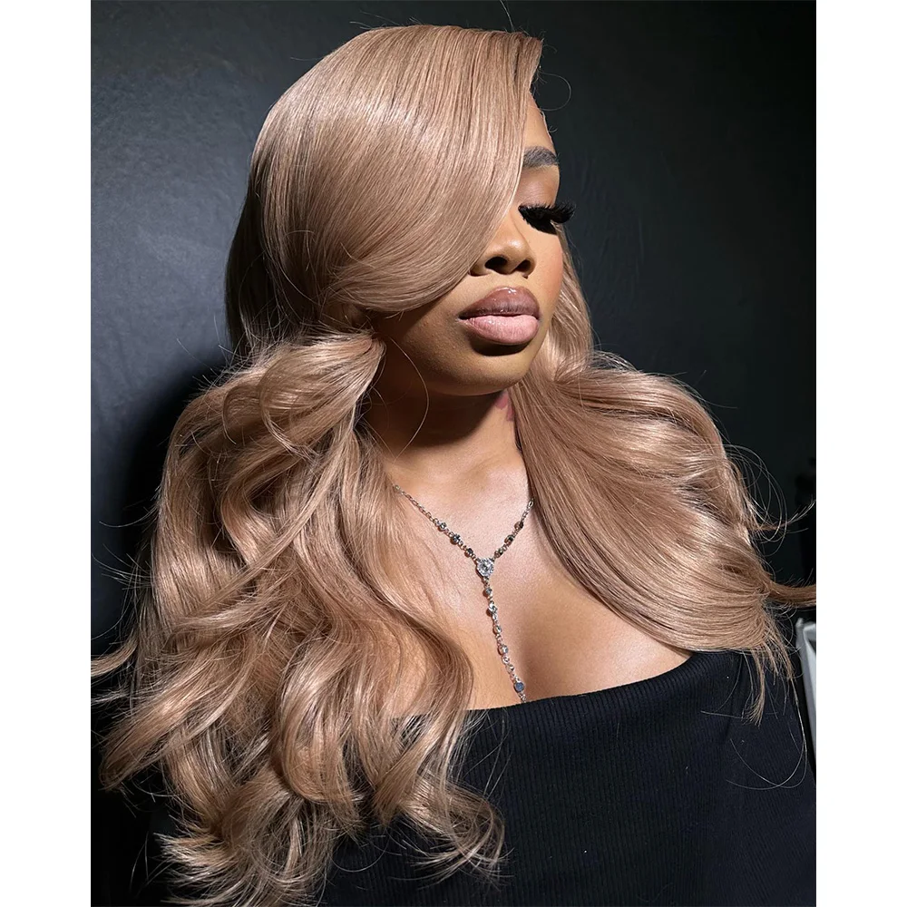 Парик на сетке Linhua Ash светлый коричневый цвет волнистые 13x4 прозрачные кружевные