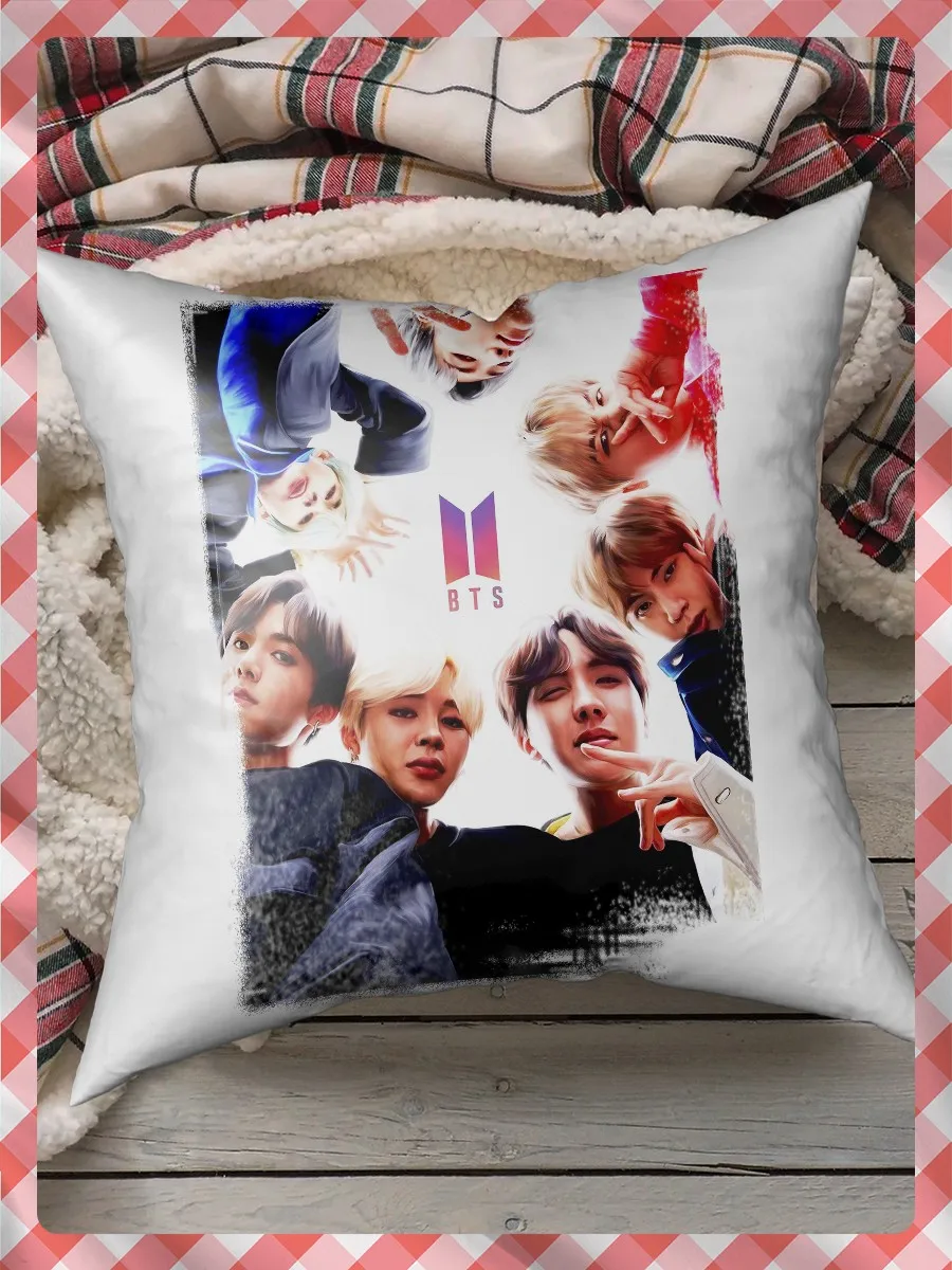 Подушка для сна декоративная с принтом BTS (K-pop Bangtan Boys Beyond The Scene RM Jin Джонгук К-поп) -