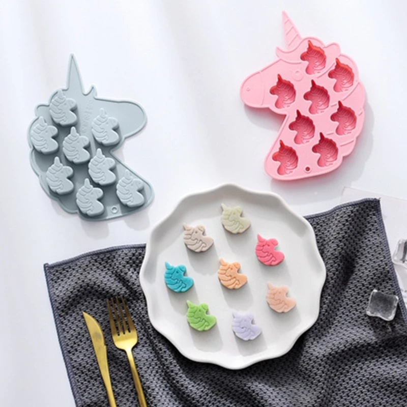 

8 Cavities Fondant Mould Mousse Molds Candy Moulds Unicorns Shaped Baking Molds Kitchen Baking Accessories for Drop Shipping