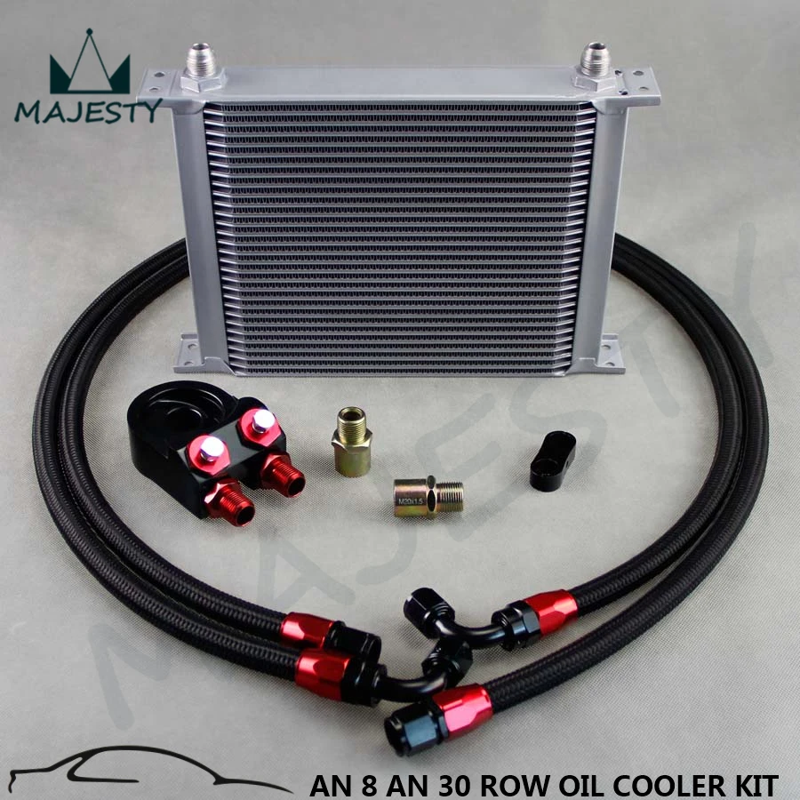 

AN-8AN 30 ROW UNIVERSAL ENGINE TRANSMISSION OIL COOLER + SANDWICH ADAPTER BLACK