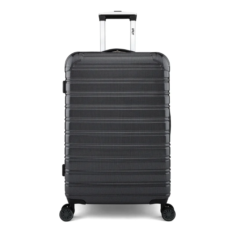 

iFLY Hardside Fibertech Luggage 24" Checked Luggage, Black