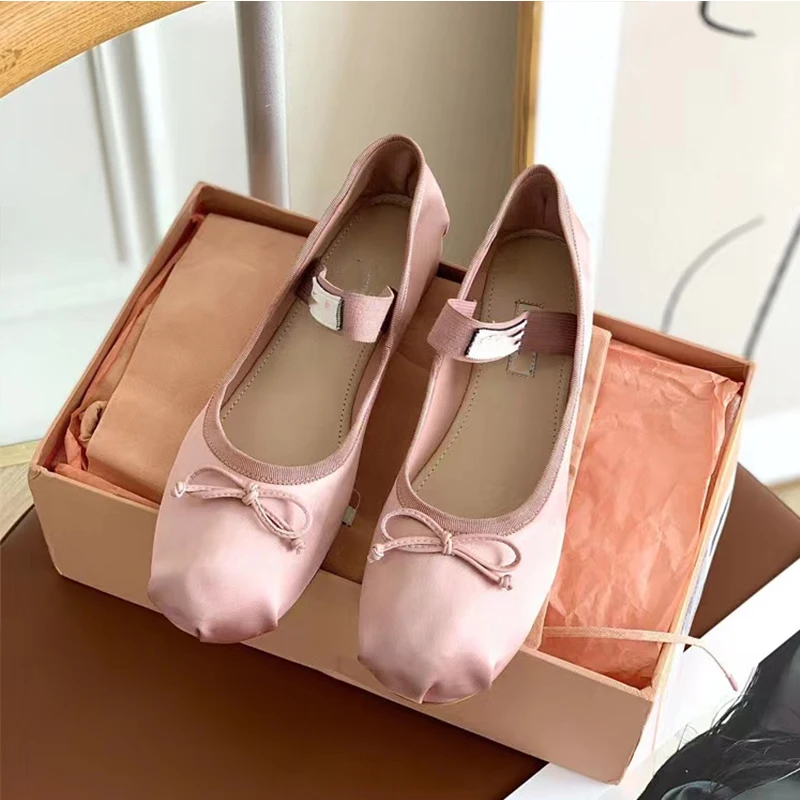 

2023 Spring and autumn new French Marilyn flat bow tie ballet shoes women's single shoes