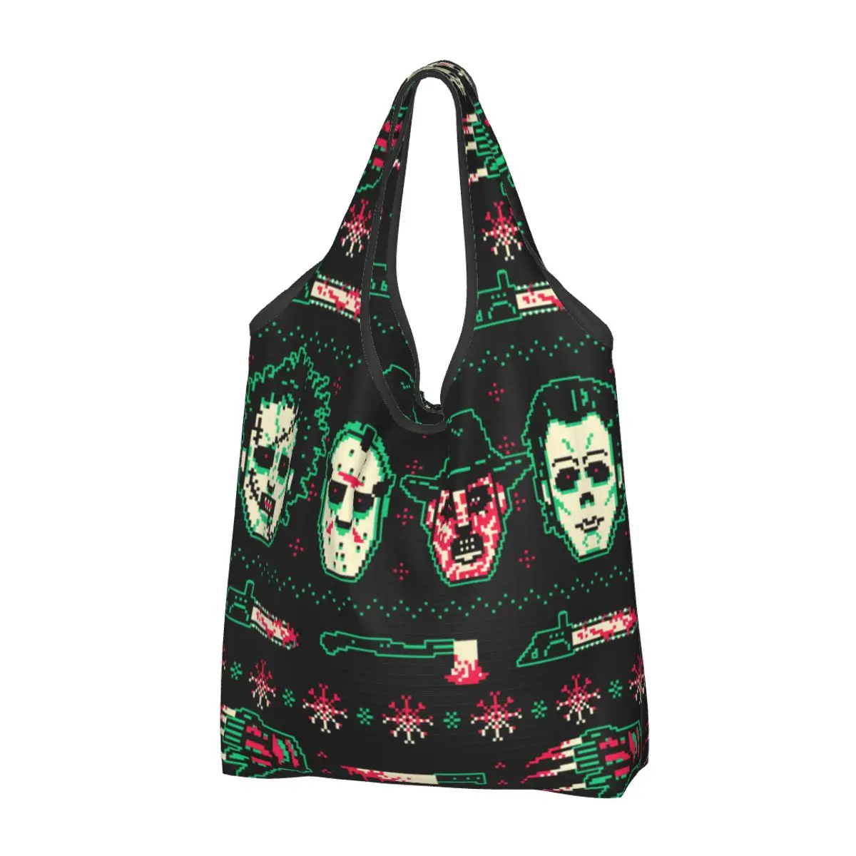 

Сумка-шоппер с милым принтом Хэллоуина, персонажа фильма «ужасы», сумка для покупок, Портативная сумка через плечо