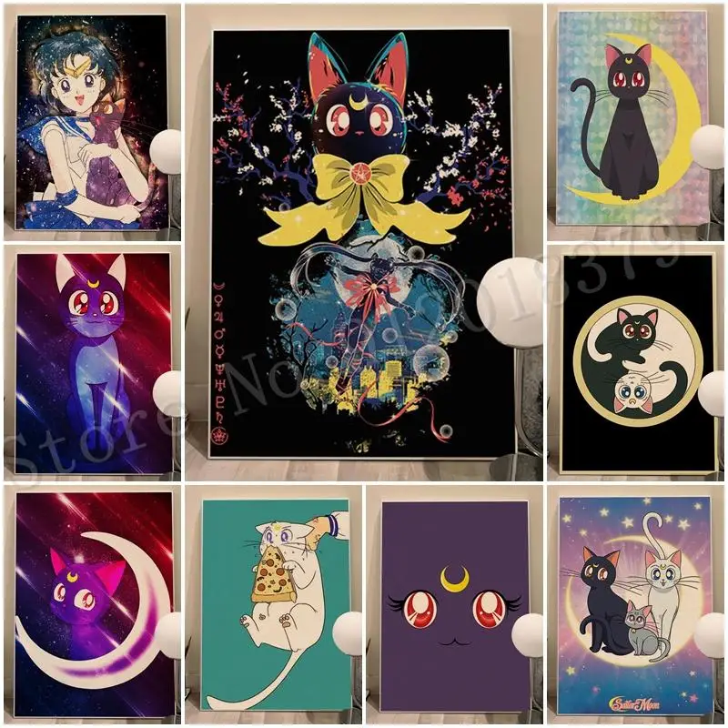 

Bandai Sailor Moon Canvas Painting Cartoon Nursery Wall Art Mural Modular Posters and Prints Cuadros Girl's Room Decoration Gift