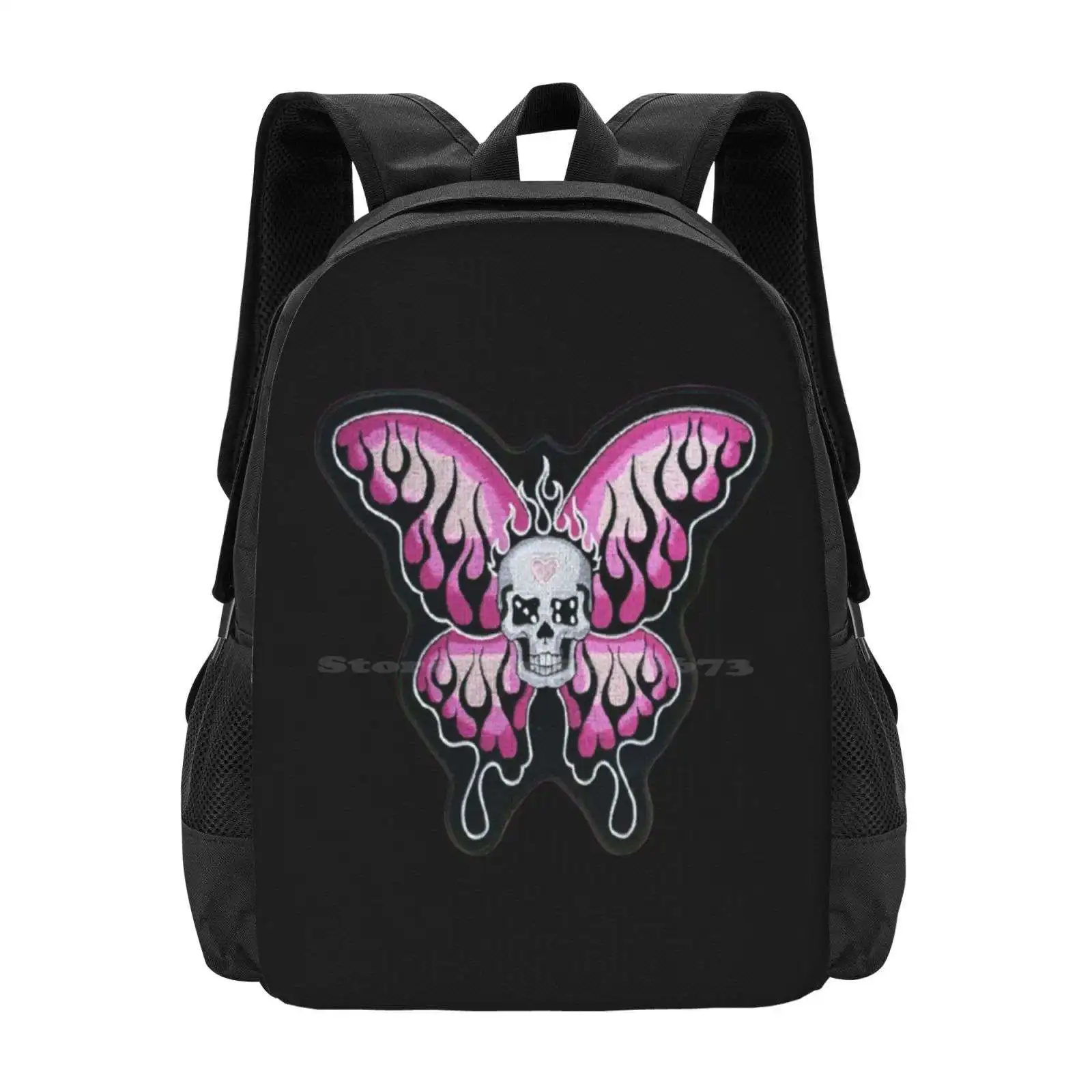 

Butterfly! Large Capacity School Backpack Laptop Bags Embroidered Butterfly Emo Horror Punk Drainer Eboy Egirl Aesthetic Dark