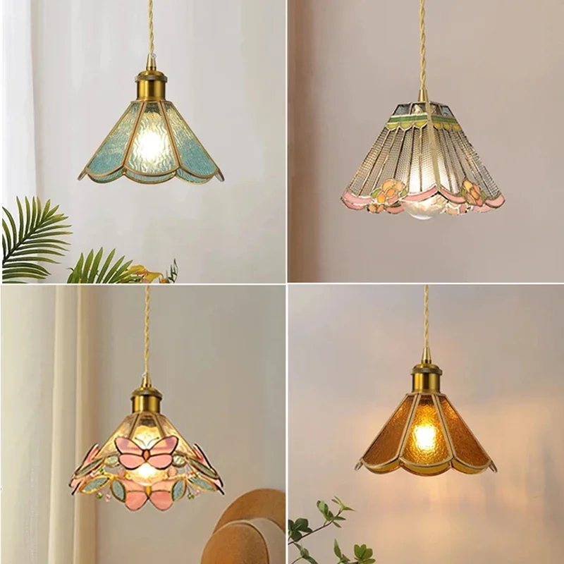 Современная эмалированная маленькая люстра из стекла Тиффани для спальни