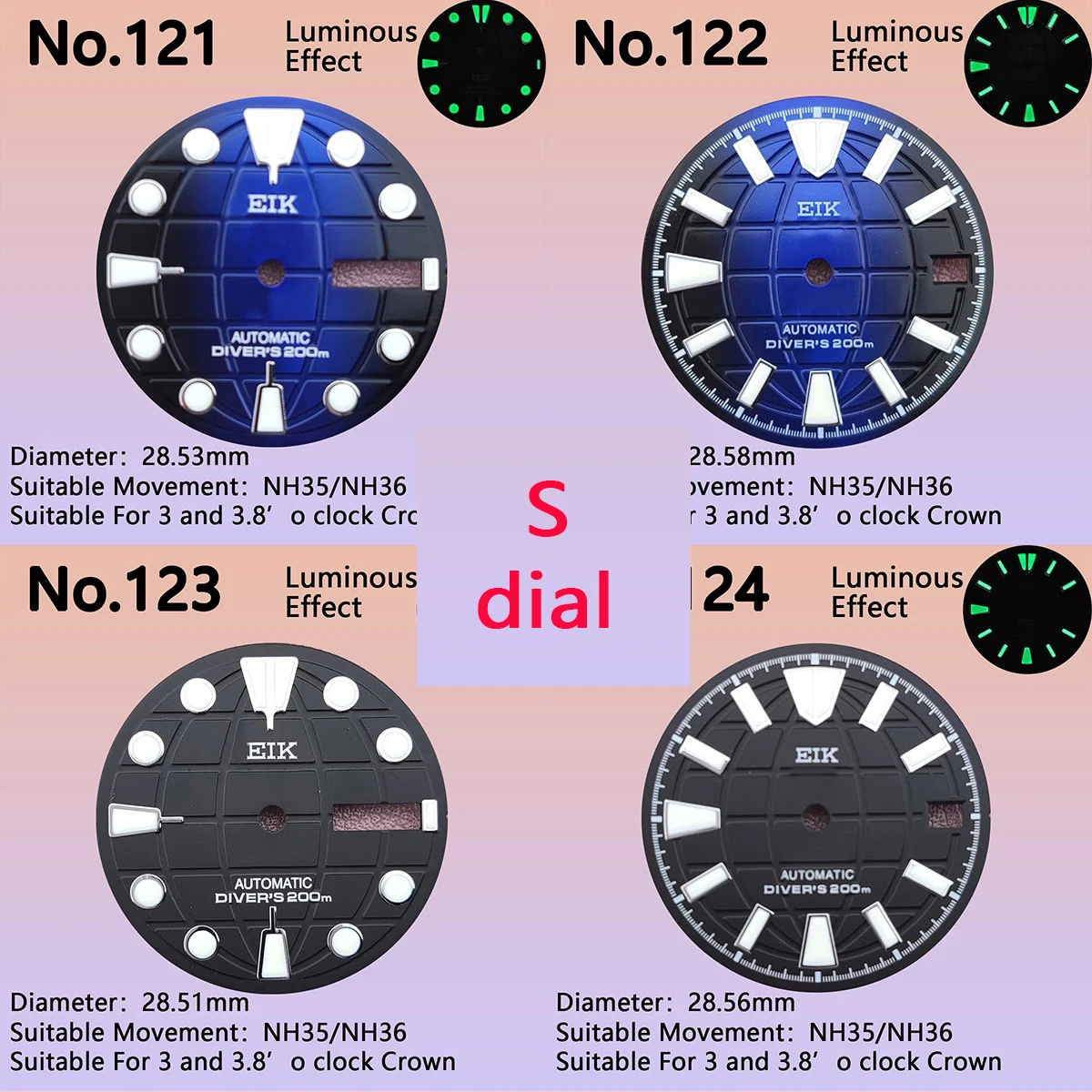 

NH35 Dial NH36 S Watch 28.5mm/29mm Various Colors C3 Super Luminous Fit NH35 NH36 Movement Modified Watch Literal Abalone Seiko
