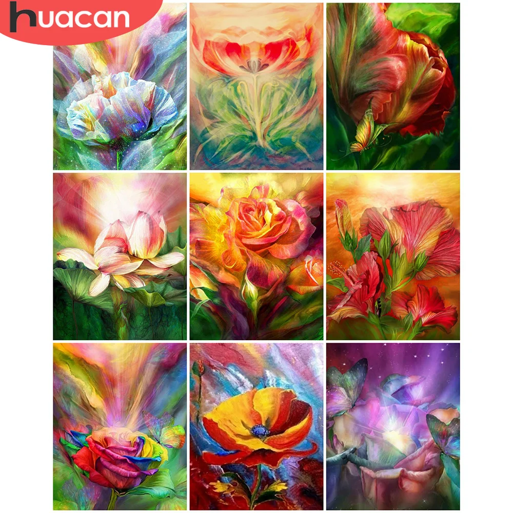 

HUACAN Painting By Numbers Peony Acrylic On Canvas Unique Gift Wall Art Picture By Numbers Flower For Living Room