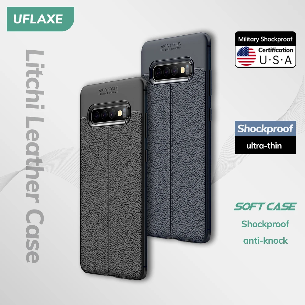 UFLAXE Original Shockproof Case for Samsung Galaxy S10 Plus Galaxy S9 Plus Soft Silicone Back Cover TPU Leather Casing