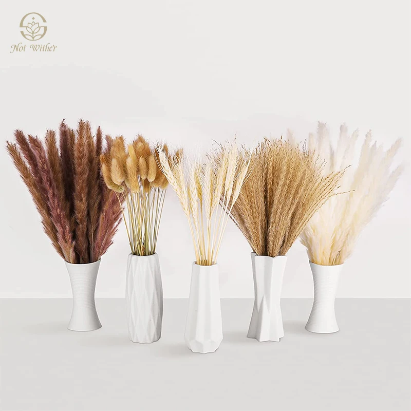 

100PCS Dried Flowers Bouquet Pampas Reeds Rabbit Tail Wheat Natural Preserved Flower Bohemian Chic Decoration Wedding Supplies