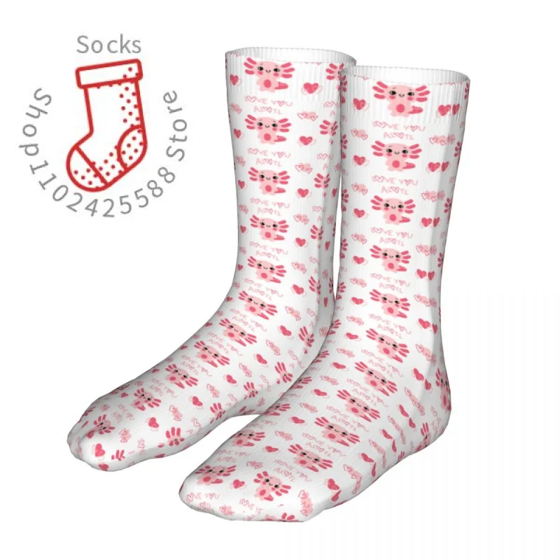 

Cartoon Axolotl Sea Animal Woman Socks 2022 Female Pink Cycling Socks