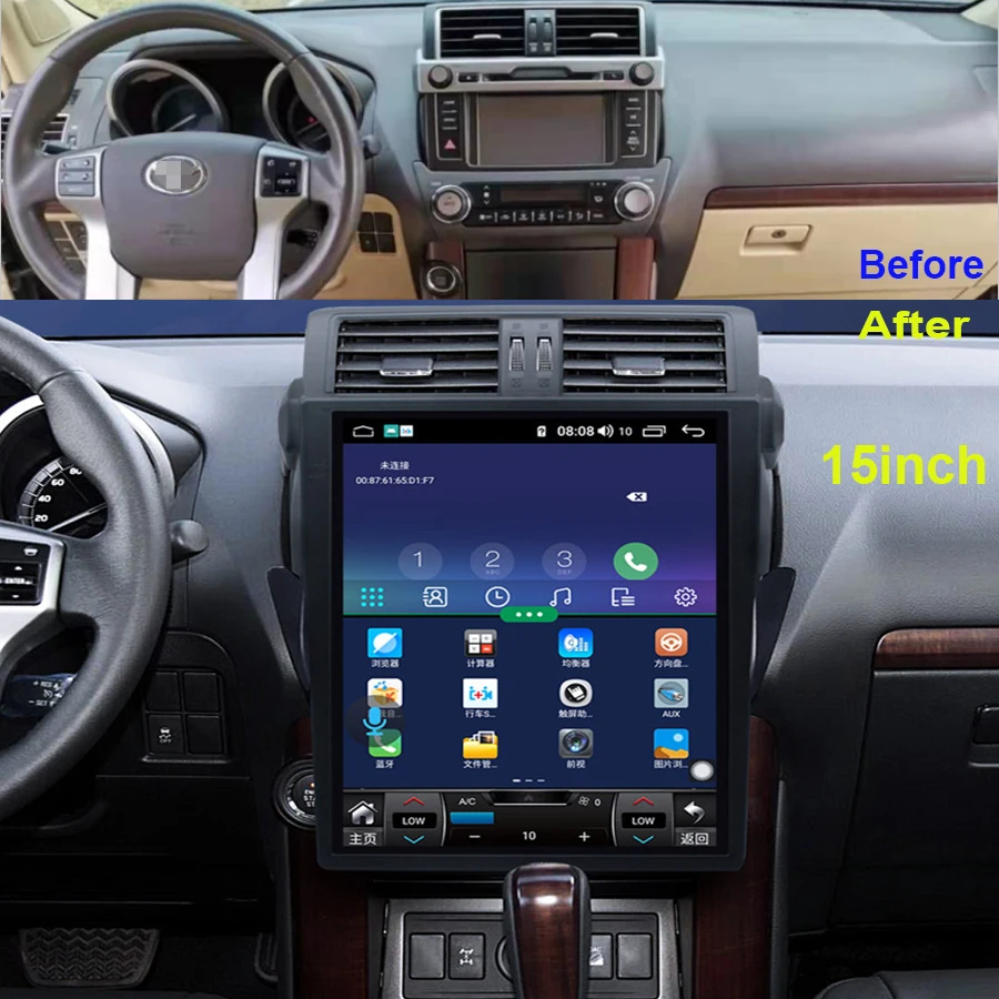 Автомобильный GPS-навигатор Tesla на Android 15 дюймов для TOYOTA Land Cruiser Prado 2014-2017 головное