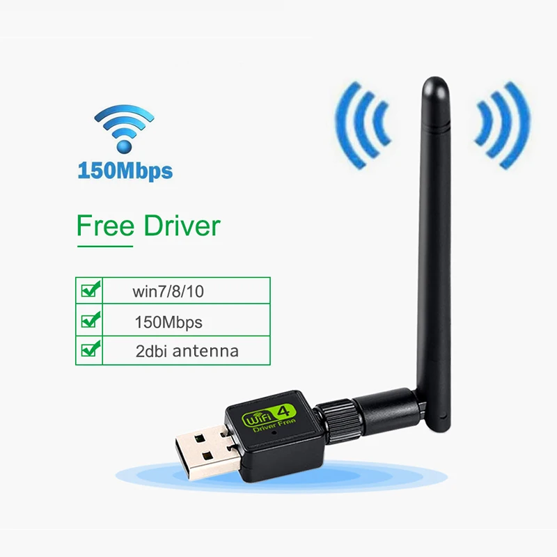 USB Wi-Fi адаптер с бесплатным драйвером для Windows 7/8/10, Wi-Fi антенна 150 м, беспроводная сетевая карта для настольного ноутбука