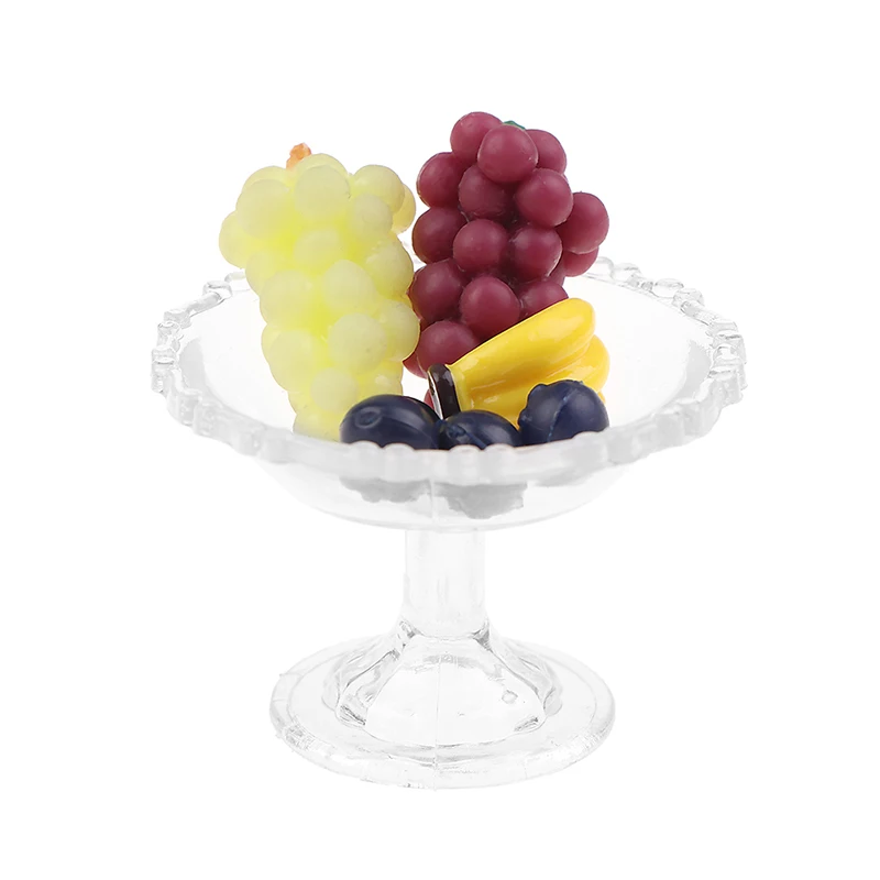 

1Set 1:12 Dollhouse Miniature Dessert Pan Cake Stand Fruit Tray W/Fruit Simulation Ornament Model House Decor Toy