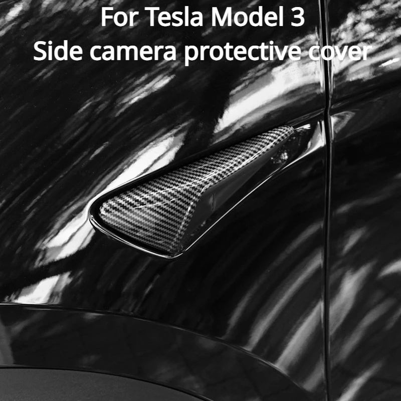 

Защитная крышка для камеры Tesla Model 3 с узором в виде листа из углеродного волокна Боковая модификация логотипа аксессуары для украшения 2023