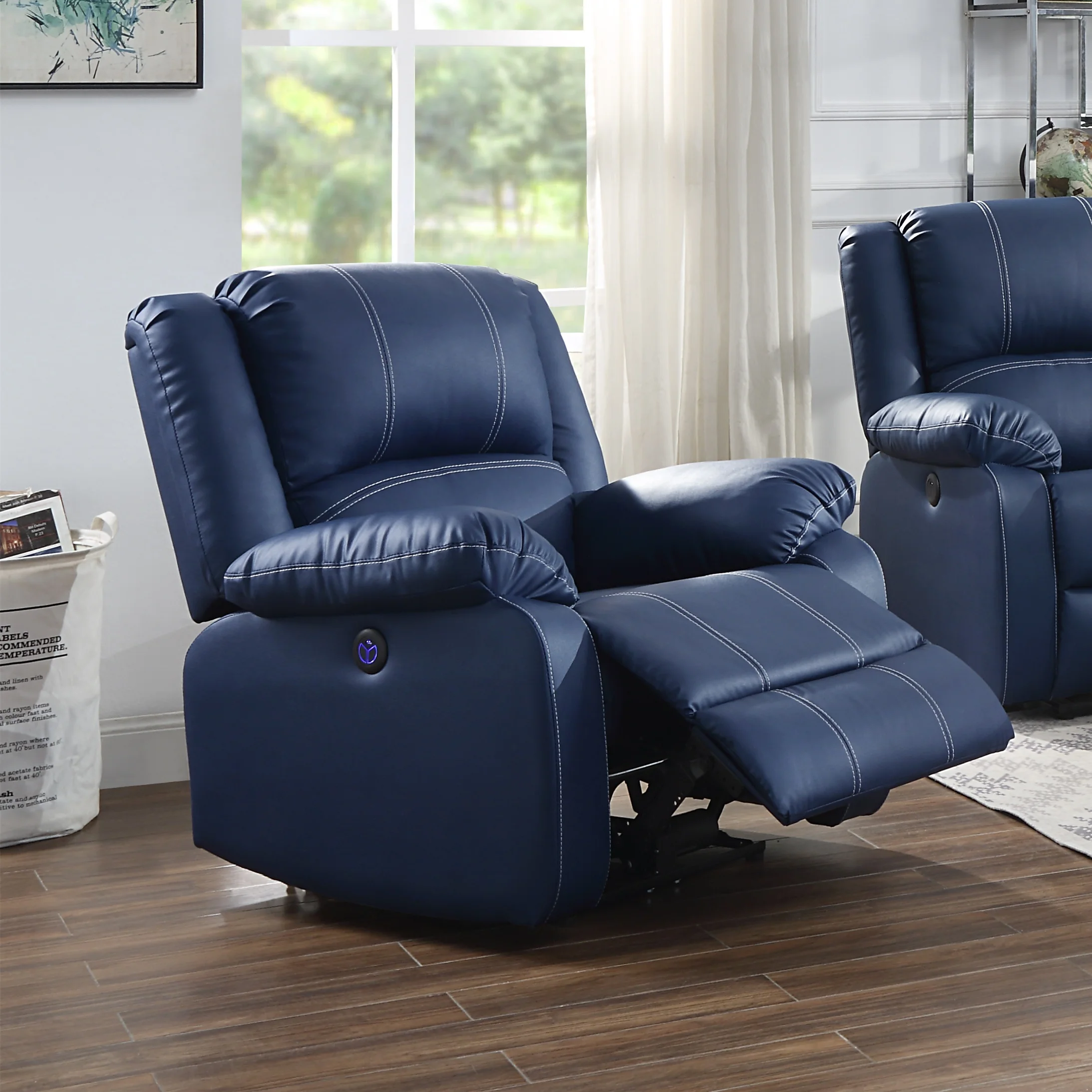

Zuriel Power Recliner, Blue PU 54617