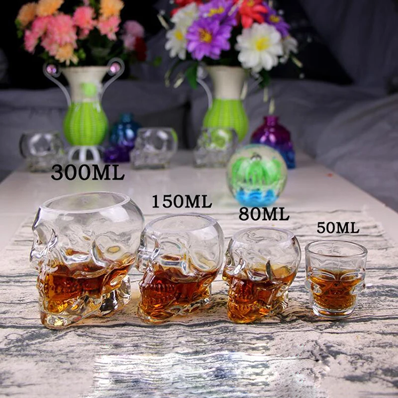 

50/80/150/3000ml Creative Skull Goblet Whiskey glass Funny Party Wine Beer Drinking Cup Bar Fashion Transparent Glasses For Vodk