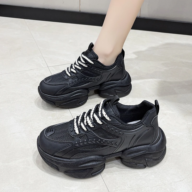 

Design Shoes for Women 2023 Spring Women's Casual Shoes Fashion Wheat Ladies Chunky Sneakers Height Increasing Sport Shoes