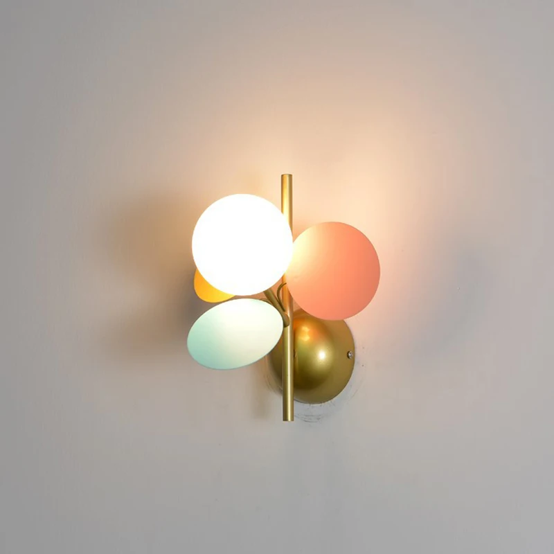 

Nordic Macaron Wall Lamp Iron Colorful G9 Bracket Lighting Fixtures Interior Decor Bedside Children's Room Led Sconce Lamp Shade
