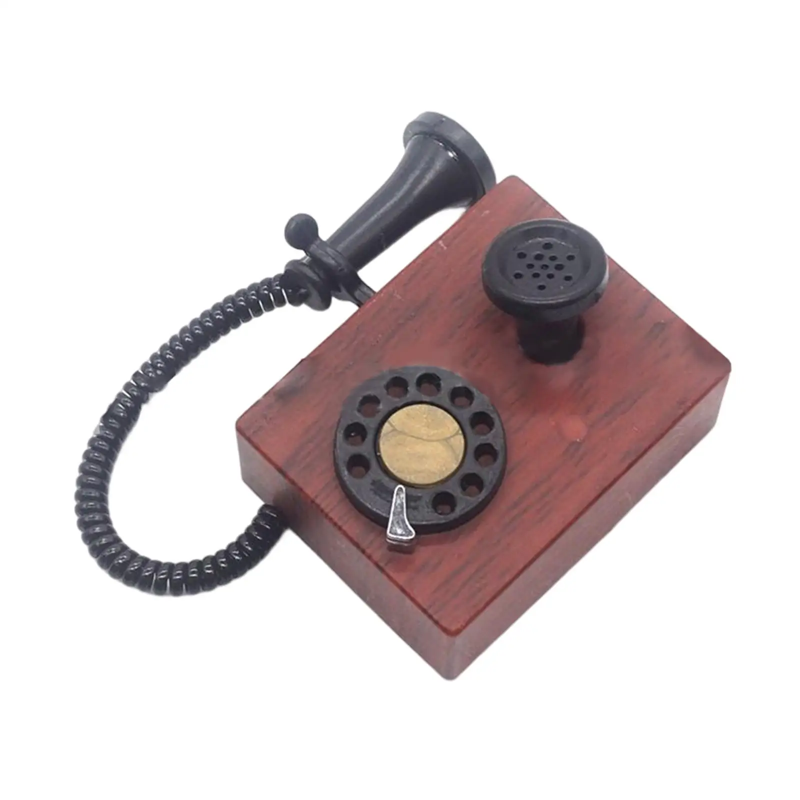 

1/12 Model Phone Doll House Accessories DIY Accs Simulated Fixed Telephone for Handcraft Micro Landscape Life Scene Layout Gift