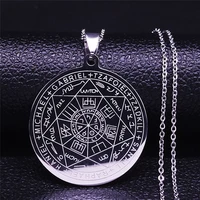 witchcra pentagram stainless steel necklaces seven archangels silver color jewelry colgante n1162s02 choker cuban link chain