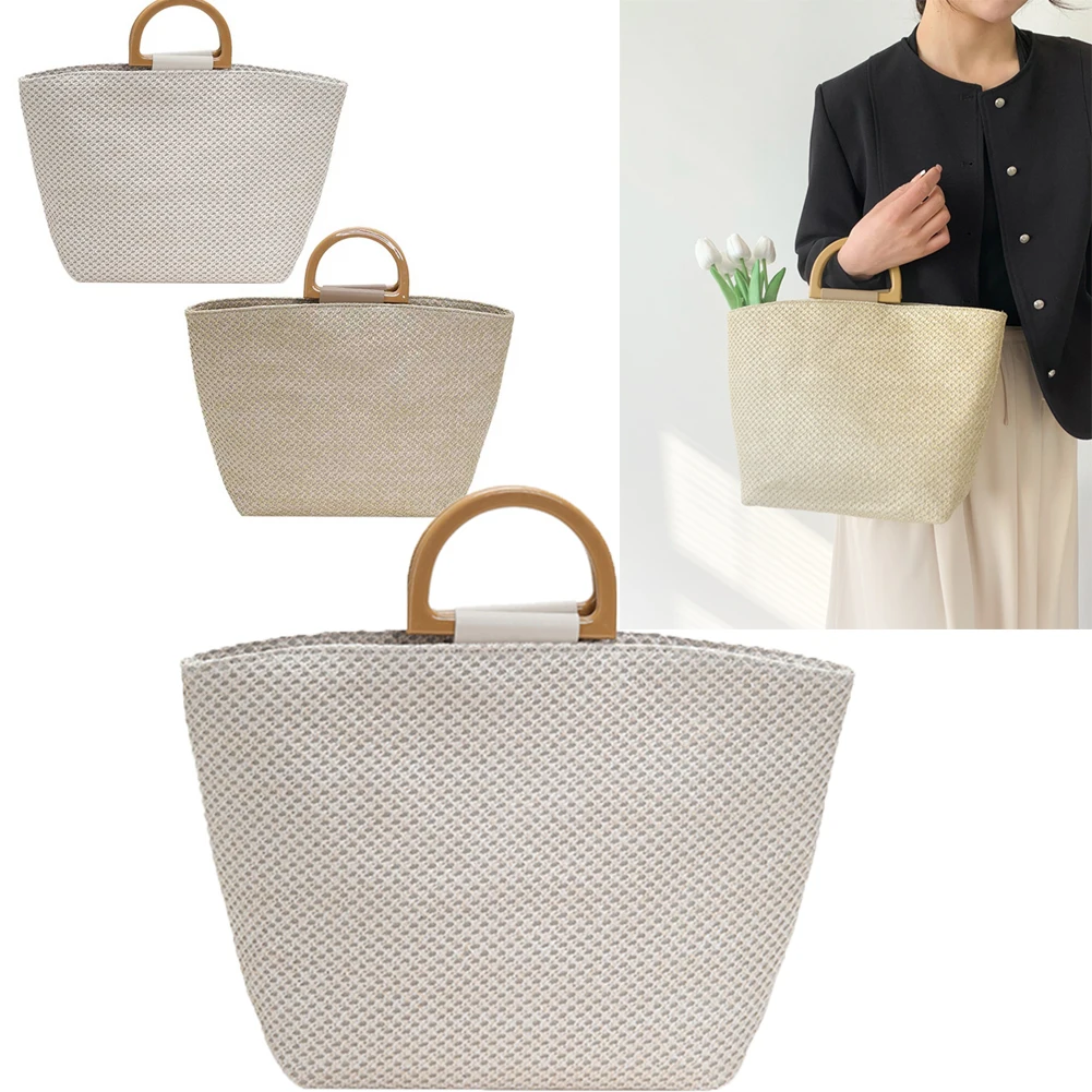 

Summer Top-handle Bag Handmade Shopping Tote Bag Casual Fashion Simple Portable Large Capacity Elegant for Seaside Holiday