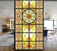 privacy windows film decorative church style stained glass window stickers no glue static cling frosted window cling 38