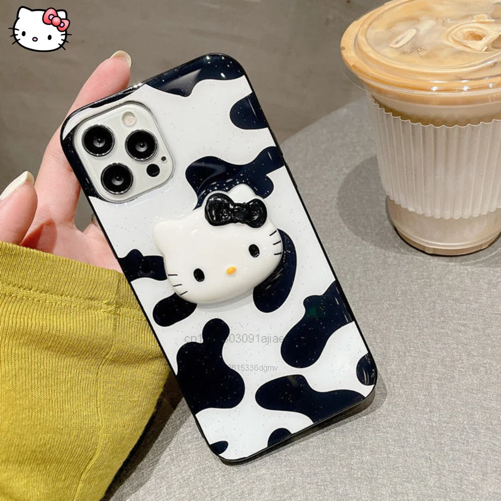 

Sanrio Luxury Brand Protective Cartoon Hello Kitty Black White Case For Iphone 13 12 11 Pro Xs Max XR X 7 8 Plus Cases Girly 90s